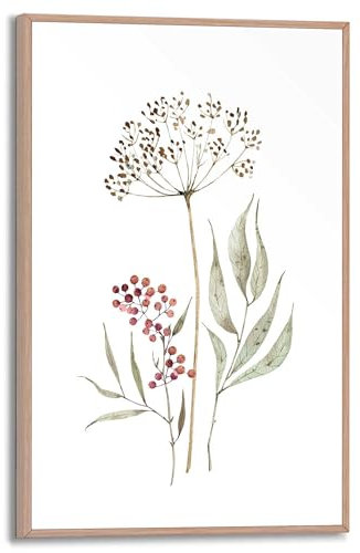 REINDERS Gerahmtes Bild, Aqua Flowers, Wohnzimmer, Poster, Wanddeko, Room Decor, MDF, Grün, 30x20cm