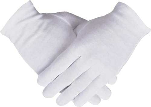 Smilco Handschuhe aus 100% Baumwolle, 3 Paar, weiße Baumwollhandschuhe für Damen, trockene Hände, Ekzeme, Archivierung, Münzen, Schmuck, Inspektionshandschuhe (3 Paar)