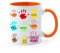 Taza profesor, taza profesora, taza manitas personalizada con nombre, taza regalo fin de curso, taza con manos de colores y nombre, taza con huellas de la clase (Taza manitas color NARANJA)