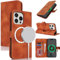 Zouzt Case for iPhone 15 Pro Max (6.7), [Compatible with MagSafe] Magnetic PU Leather Wallet Case with Card Holders and Kickstand, Wireless Charging Flip Folio Phone Cover - Vintage Light Brown