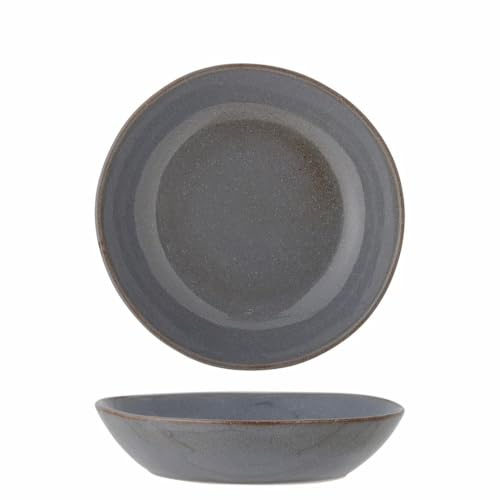 Bloomingville Sandrine tiefer Teller 22 cm aus Steingut in Grau - dekorativ in skandinavischem Design auch wunderbar geeignet als Suppenteller und Salatteller für jeden Anlass