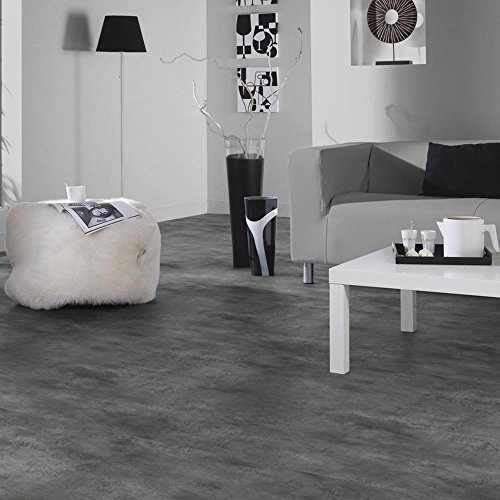 livingfloor® PVC Bodenbelag Beton Optik Grau 3m Breite, Länge variabel Meterware, Größe (Länge x Breite):5.00 x 3.00 m