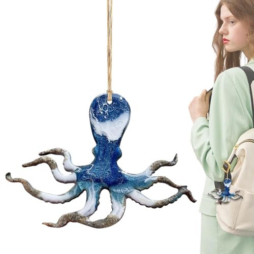 Yorajuy Sommer-Baumschmuck, Meerestier-Ornamente aus Kunstharz, Harz Blau Meer Baumschmuck, Küsten-Weihnachtsdekorationen für den Autoinnenraum, kreativer Rucksackanhänger