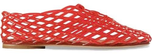 HKFBHFKM 2024 New Jelly Mesh Ballet Flats for Women Adult Clear Hollow Jelly Sandals Beach Ballerina Jellies Shoes(Red,6.5 UK)