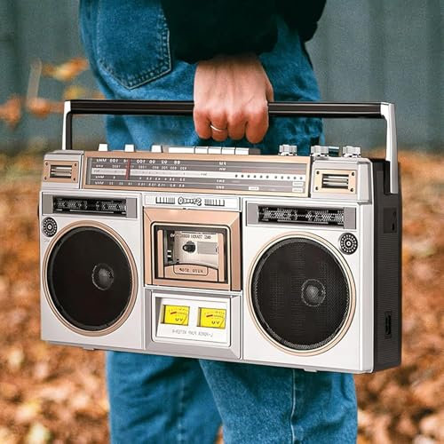Mavdecll Radio Lecteur de Cassettes Portable, Boombox rétro Classique des années 80, Radio AM/FM, Haut-parleurs stéréo intégrés, Prise en Charge de l'entrée SD/USB, pour Les réunions de Famille