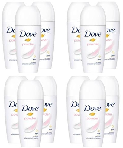 Dove Powder Deodorant Roll-On Antitranspirant 48H ohne Alkohol 50 ml (12)