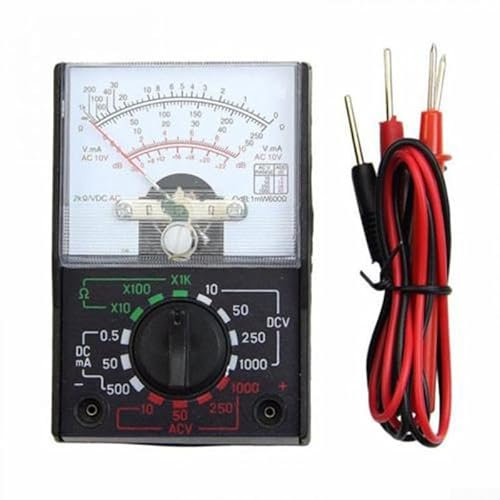 Eawfgtuw MF-110A Multimètre analogique DC/AC Tension Courant Résistance Mètre 1000V 500mA 1KΩ Mini Instrument de mesure électronique portable pour écoles d'ingénieurs
