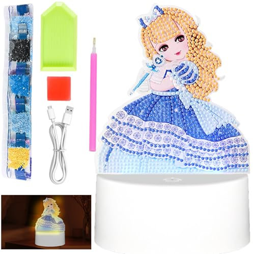 YOUYIKE Diamond Painting Nachtlicht, Diamond Painting Kinderspielzeug, Diamond Painting Kit Kreative DIY Komplettset, für Mädchen im Alter von 5 bis 12 Jahren (A)