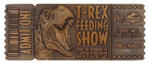 Fanattik Jurassic Park Feeding Show Biglietto in Metallo da Collezione e Supporto
