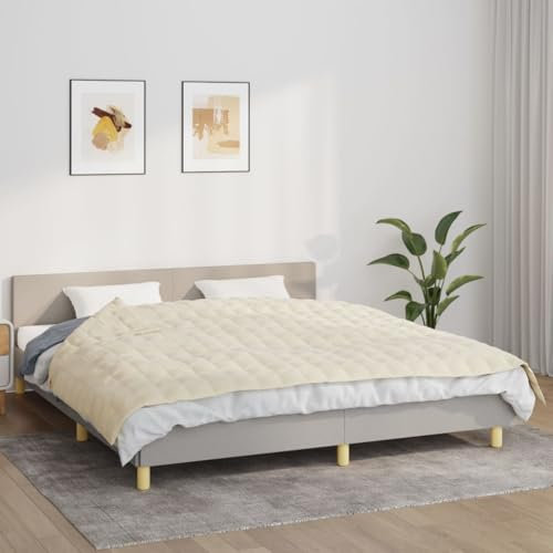 Sufrk Gewichtsdecke Hellcreme 155x220 cm 7 kg Stoff Classic Gewichtsdecke Anti Stress Therapiedecke,Schwere Decke für tiefen Schlaf und bessere Erholung