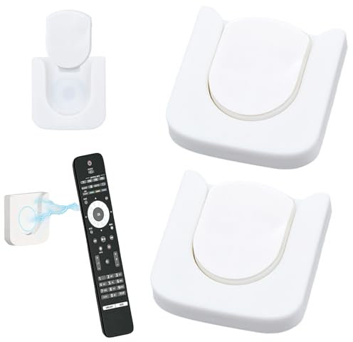 ZJCANGLIU 2 Piezas Soporte Mando Pared,Organizador Mando a Distancia,Soporte Mando a Distancia Organizador Mandos TV Magnéticos,para Mandos TV,Enchufe de Carga,Autoadhesivo (Blanco)