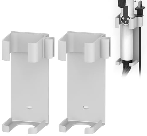 Pack de 2 Soportes de Pared para rizador, Compatible con rizador de Menos de 1,77 in (4,5 cm) de diámetro, Estante Organizador para Plancha, Soporte para Herramientas de Pelo, Blanco