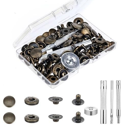 24 Sets Druckknopf Set Druckknöpfe Ohne Nähen Druckknopf Druckknöpfe Mit Zange Robuste Druckknöpfe Metall Leder Druckknöpfe Mit 4 Installationswerkzeugen Für Kleidung Jeans Leder Handtasche Handwerk