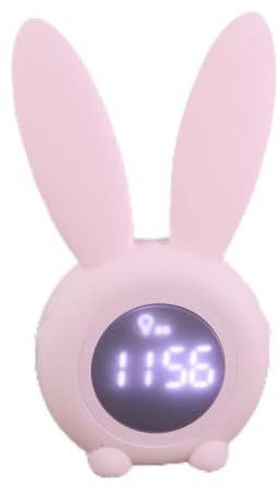 Cartoon LED Sc Clock with Timing Alarm and Temperature Display (Pinkish)