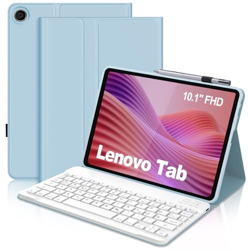 IVEOPPE Tastatur für Lenovo Tab 10.1 Zoll 2025, Ultradünn Flip Entfernbar Drahtloser, Bluetooth Magnetisch Abnehmbarer QWERTZ Keyboard für Lenovo Tab 10.1 Zoll 2025 (TB-311FU), Blau
