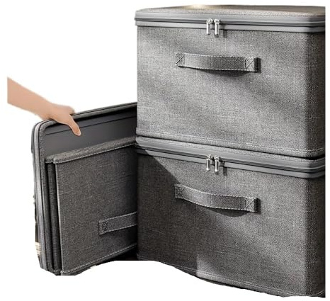 BUFANJIA Extra Large Stackable Canvas Storage Box With Lid Multi-Purpose Organizer For Home Essentials Storage Bins For Home Organization(XXL-49x37x31cm)