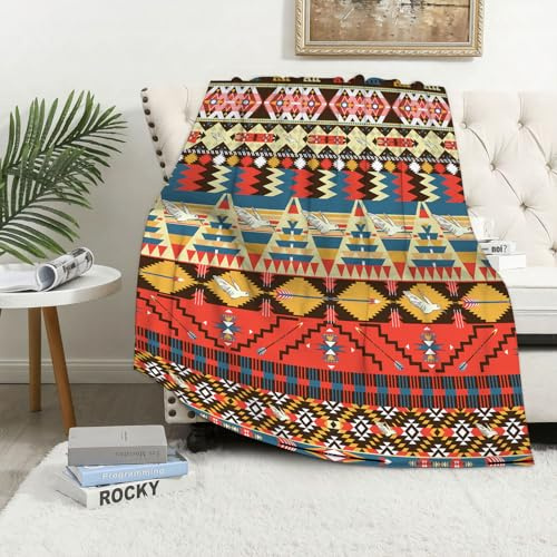 MAAPCHP Kuscheldecke Flauschig Decke Fleecedecke Indianer, klassisches traditionelles a Wohndecke Warm Winter Weich,Decke Couch Blanket,Wohn- & Kuscheldecken 150 x 200 cm,Sofa überwurfdecke