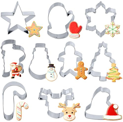 9 Stück Plätzchen Ausstecher,Keksausstecher,Cookie Cutter,Sterne, Handschuhe, Schneeflocken, ein alter Mann, Bäume, Hirsche usw,Backen-Fondant-DIY-Werkzeuge