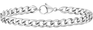 ESHIONER Armband Herren Silber Titan Edelstahl Panzerkette Kubanisches Armband Cuban Figaro Italienisch Curb Link Kette Silber Gold 7-8,5Zoll Schmuck Geschenk für Herren Männer Freund Sohn