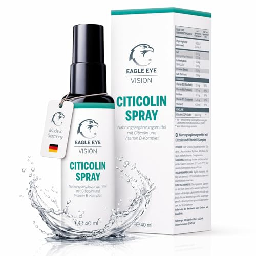 Eagle Eye Vision Citicolin Spray 500 mg CDP-Cholin pro Tagesdosis – Intraorales Nahrungsergänzungsmittel mit Vitamin B2, B6, B12, Folsäure & Vitamin C – 40 ml (180 Sprühstöße)
