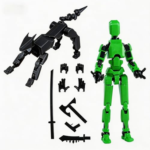 2pcs T13 Action Figures T13 Actionfigur Roboter aktivitätsmodell Action Figure Gegliederter Hund Roboter Actionfigur Tierisches 3D gedrucktes Model Sofas Schlafzimmern Wohnzimmern (grün-schwarz)