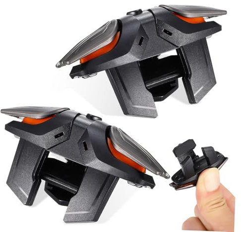 Operitacx Handy Spielcontroller mit Triggern und Handschuhen aus ABS Kunststoff Stabiles Design Komfortabler Griff Kompatibel mit Smartphones 1 Satz mit Ladekabel