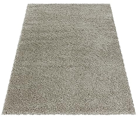 KADIMA DESIGN Teppich Hochflor Unifarben Elegant Kuschelig Weich Waschbar Strapazierfähig Langlebig 30mm Flor Natur 140x200 cm Schlafzimmer Schnelltrocknend | Spree