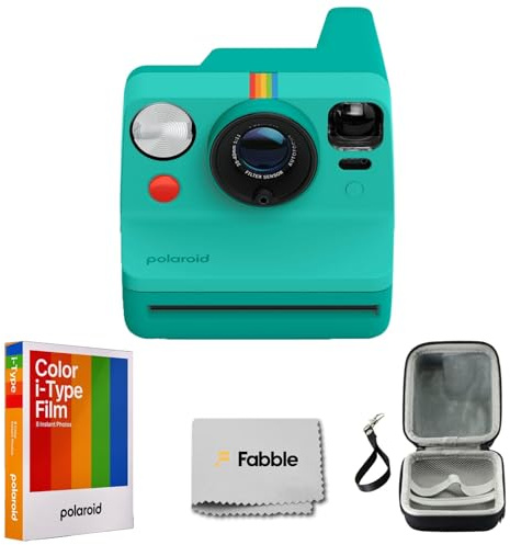 Polaroid Now I-Typ-Sofortbildkamera, 2. Generation, Farbfilm für I-Type, schwarzes Album und buntes Umhängeband (Polaroid Now Generation 3, Grün)