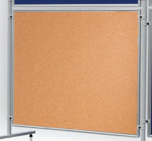 FRANKEN Stellwandtafel ECO, Trennwand, pinnbar, beidseitig verwendbar, mit Aluminiumrahmen, Notiztafel zur Kombination mit Säulen, 120 x 120 cm, Kork braun, EL-UTK120