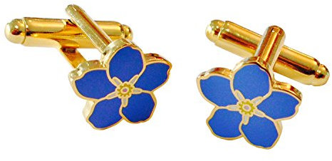 THE MASONIC COLLECTION – Manschettenknöpfe im Forget-Blumen-Design mit blauer Emaille und orangefarbenen Swarovski-Steinen – wird in einem Samtbeutel geliefert – Ideale Freimaurer Geschenke für Männer