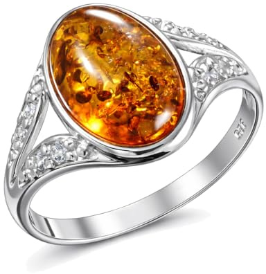Holiday Gift Shops Sterling Silber und Baltischer Honig Bernstein Ring Salma