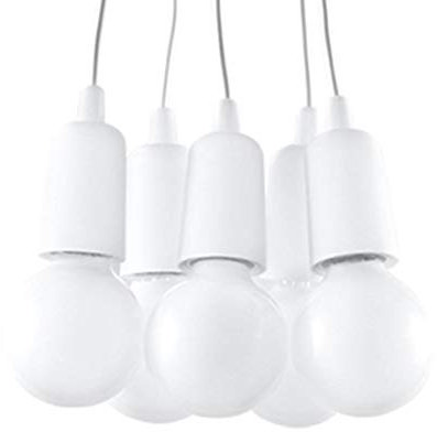 SOLLUX Pendelleuchte DIEGO Einzigartiges Design ohne Schirm Minimalistische Beleuchtung LED Birne für 5 Glühbirnen Weiß