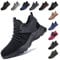 Hitmars Chaussures de Sécurité Hommes Femme Embout Acier Travail Chantier Protection Basket securite Légère Antidérapante Noir Bleu Gris Vert Rose 36-48 EU Noir 46
