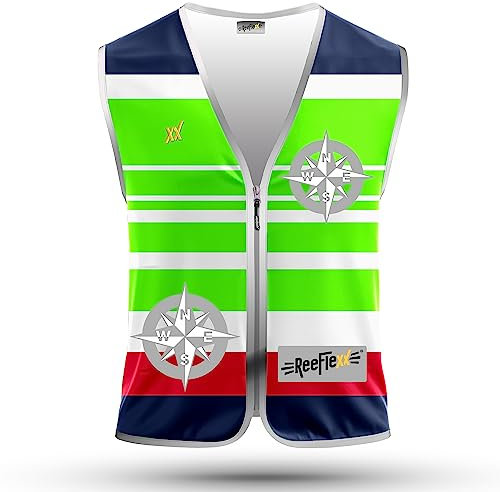 REEFLEXX Herren-Fahrradweste - Stylische Warnweste mit auffälligen Farben/Mustern und starken Reflektoren - Erhöhte Sichtbarkeit im Straßenverkehr.