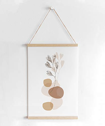kartenkuss.de Skandi-Poster mit Posterleiste, minimalistisches Pflanzen-Motiv organisk, modernes skandinavisches Poster inkl. Posterschiene aus Holz (mattes Premium-Papier 135g/m², DIN A2)