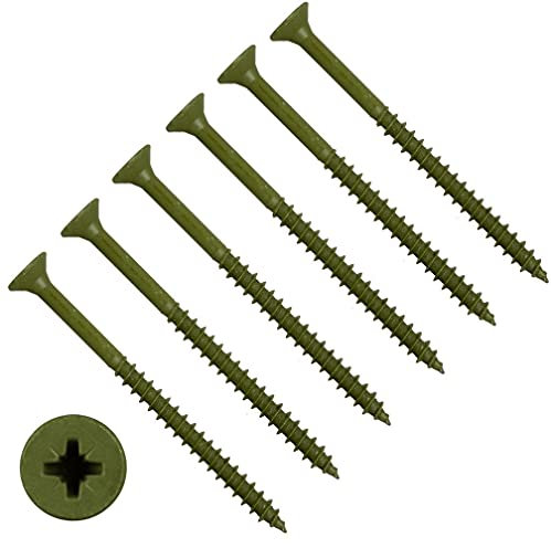 TERF® Decking Screws 5.0 X 80mm Pozi Drive Flat Countersunk Head Green Finish Anti Corrosion Screws 5.0 X 80mm For Decking Fence Floorboard Hard And Softwood - Pack of 25