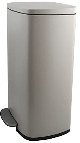 Spirella Mülleimer, Abfalleimer, Treteimer für die Küche, 50 Liter, Softclose, Inneneimer aus Kunststoff, mit Fußpedal Taupe