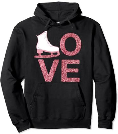 Rosa Love Eiskunstlauf Kleid Eislaufschuhe Schlittschuhe Pullover Hoodie