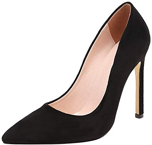 Escarpins Habillés Femme, Escarpins Aiguille Elegant Chaussures de Soirée Talons Hauts Pointu Chaussures de Fête Noir Taille 47 EU