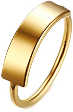Dsnyu Gold Ring Name Personalisiert Poliert Edelstahl Ring für Frauen 60 (19.1)