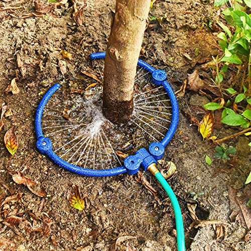 ZZM 360°Tree Water System Tree Watering Ring Circle Sprinkler and Irrigation System Targeted Water with Y Hose Splitter for New Tree Outdoor Plants Raised Garden Beds Shrubs (Small)