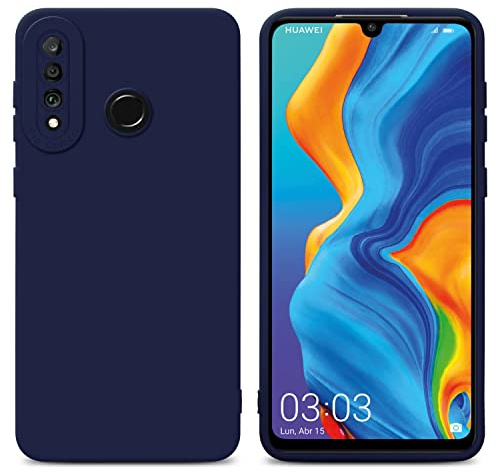 Cadorabo Hülle kompatibel mit Huawei P30 LITE Schutzhülle TPU Silikon Case Liquid Design mit Kameraschutz Slim Kratzfest Weiche Gummi mit Rundumschutz Case Hülle für Huawei P30 LITE in Blau