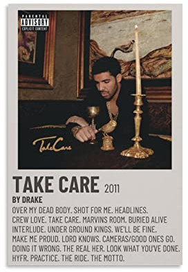 Drake Take Care Album (3) Poster Dekorative Malerei Leinwand Wandposter und Kunstbild Druck Moderne Familienzimmer Schlafzimmer Dekor Poster 30 x 45 cm Drake Take Care Album (3) Poster Drake Take Care