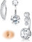 JeryWe 2-3Pcs 14G Piercing Nombril Anneau pour Femmes 316L Acier Chirurgical Percing au Nombril CZ Opal Piercing Ventre Anneaux de Nombril à Courbe Inversée Bijoux de Piercing(Style4-Argent)