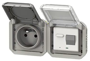 prise de courant - 2p+t - avec différentiel - horizontale - gris - composable - legrand plexo 069567l