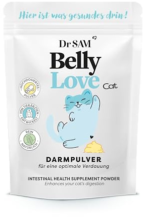 Dr. SAM Premium Darmpulver für Katzen - BellyLove Cat als pflanzliches Darm- und Magenpulver für Balance im Darm - unterstützend bei Magen-Darm-Erkrankung - hochdosiertes Probiotikum 45g