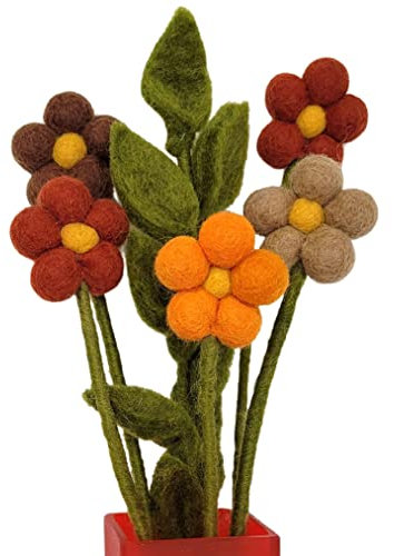 your castle Blumenstrauß aus 5 handgearbeiteten Filzblumen & 1 AST, fairer Handel, nachhaltige Deko aus Filz, realistische Kunstblumen, Textilblumen, Filzset Blumen, Stoffblumen, Filzblüten, Tessa