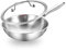 DELARLO Ganzkörper dreilagige Edelstahl-Pfanne, 25,4 cm, 5-lagige Edelstahl-Woks und Bratpfannen, tiefe Küchen-Wokpfanne mit Deckel, Induktions-Mini-Wok 25,4 cm, geeignet für alle Herde, bis zu 343 °C
