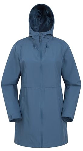 Mountain Warehouse Hilltop Womens Waterproof Jacket - Leichtgewicht mit verstellbarer Kapuze und Seitentaschen - Ideal für den Herbst, Wandern, Outdoor und Camping Dunkel Blau Damengröße EU 46