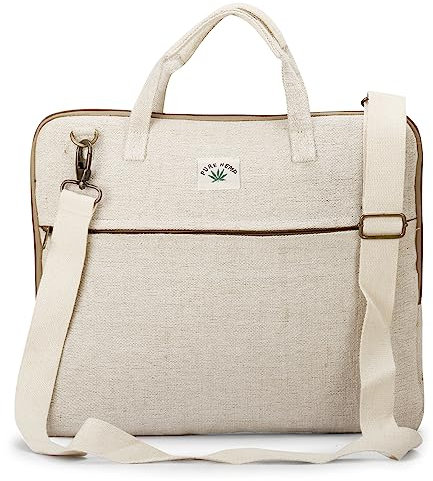 LONGING TO BUY Hanf Laptop Sling Bag & Hanf Umhängetasche für Damen und Herren, Beige